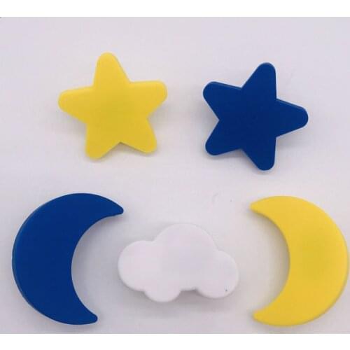 1x Children Room Knobs and Handles Cute Blue Yellow Moon Star Kids Child Kitchen Cabinet Cartoon Furniture Handle Drawer Pulls