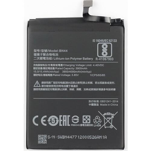 10pcs/lot BN44 Phone Li-ion For Xiaomi Redmi 5 plus Hongmi 5Plus 3900mAh Mobile Phone internal replace rechargeable battery