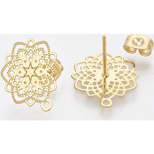 10pcs/lot Stainless Steel Geometric Openwork Flower Bohemia Earring Base Connectors Linkers for DIY Earrings Jewelry Accessories