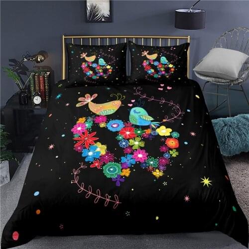 2/3 Pcs Black Series Duvet Cover King Queen Single Bedding Sets Kids Boys Girls Bed Set Cartoon Wisdom Tree Comforter Covers