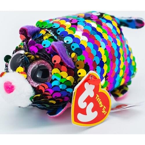 4" Teeny Ty Flippables Sequin Beanie Boos DOTTY the Leopard Plush Stuffed Animal Collectible Soft Doll Toy Christmas Gift