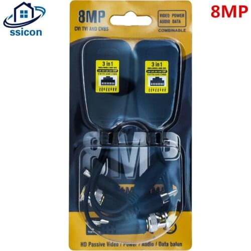 5 Pairs 3 In 1 Plug BNC Male to RJ45 8MP Audio Video Power Balun Transceiver For 4K CCTV Camera