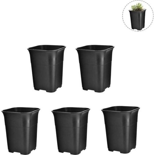 5Pcs Black Square High Waist Mini Nursery Pot Planter Succulent Plant Pot Small Flower Planters, S