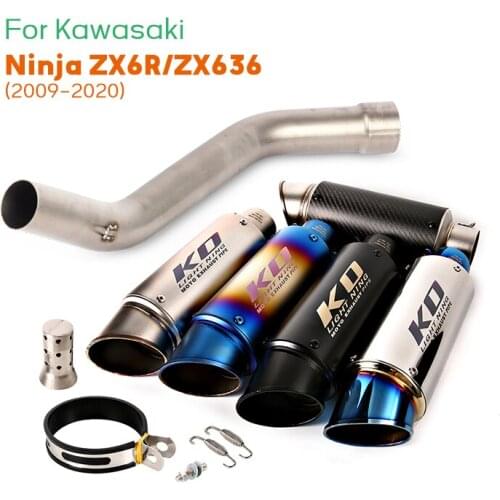 51MM Middle Pipe Exhaust Muffler Tip Pipe Refit Motorcycle Original Silencer Tubes For kawasaki ZX636 ZX-6R 2009-2020