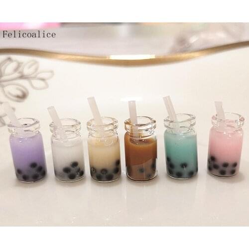 6Pcs/Lot Boba Slime Charms Resin Cute Bubble Milk Tea Bottle Additives Kit DIY Decor For Fluffy Clear Crunchy Slime In Stock