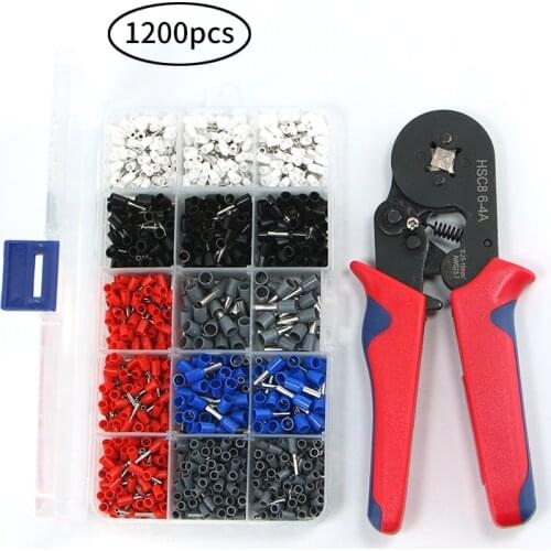 800/1200pcs Wire Crimp Insulated Connectors HSC8 6-4A Crimping 0.5-10.0mm2 Pliers Crimper Ferrule Hand Tool Terminals Kit box
