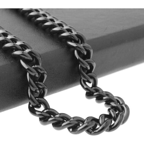 9mm Mens Necklaces Stainless Steel Cut Cuban Man Link Chain Black Tone Bracelet Bangle Fashion Jewelry 7-40inch Festival Gift