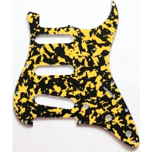 Quality 64 template Yellow tortoise ST guitar pickguard with real celluloid top