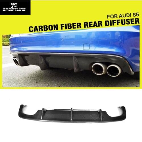 Carbon Fiber Car Rear Diffuser Lip Spoiler Bumper Guard for Audi A5 Sline S5 4 Door 2 Door Sedan Coupe Convertible 2012 - 2016