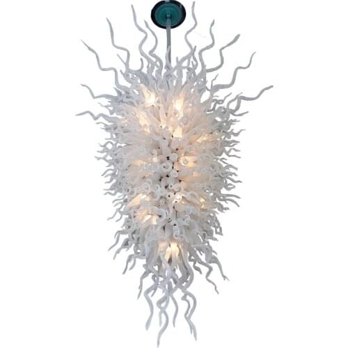 White Color Murano Custom Made Art Chandelier Lighting LED Hand Blown Glass Chandeliers for Furniture Living Room