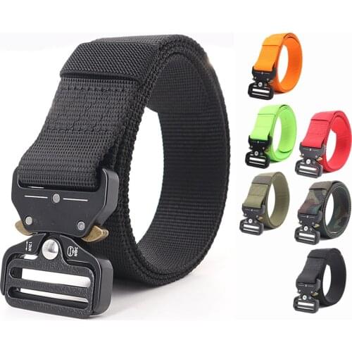 Colorful Webbing Belt Tactical Adjustable Military Style Men Women Nylon Belt with Quick-release Metal Multifunctional Buckle