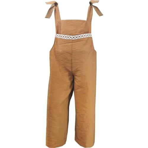 Baby Mika Girl Lace Detailed Front Pocket Jumpsuit 4-8 Years Old Child Girl Knitted Set Zero Sleeve Jumpsuit