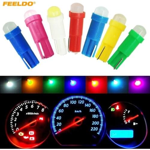FEELDO 100X Car T5 COB LED Ceramic Dashboard Gauge Instrument Wedge Base Auto Side Wedge LED Light Lamp Bulb 7-Color #FD-5018