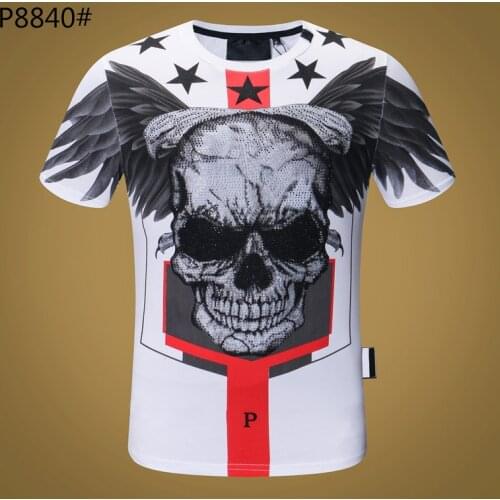 Italy Brand T-shirt Fashion Men Round Neck Short Sleeve Luxury Plein T-shirt Male Tops Hombre manga corta Manica corta da uomo