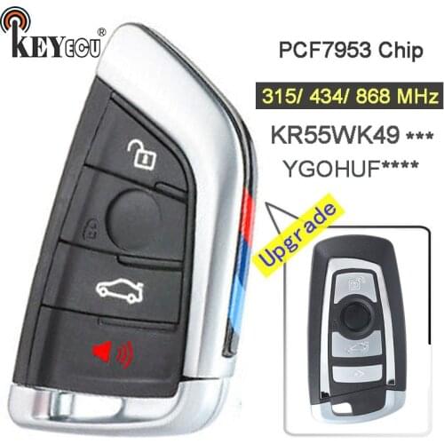 KEYECU 315/434/868MHz PCF7953 Chip CAS4 CAS4+ System Modify 4 Button Remote Key Fob for BMW F Chassis 5 7 Series Black