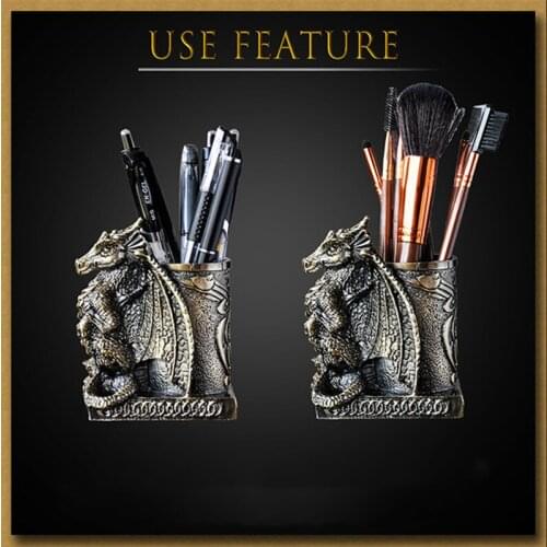 Creative Dragon Multi-function Pen Holder Storage Box Retro Desktop Decoration Makeup Bucket
