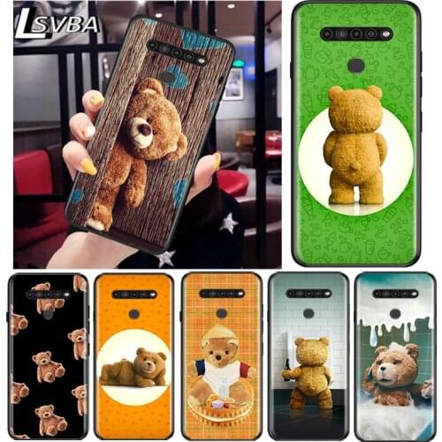 Cute animal Bear for LG G8 G8S G8X V30 V35 V40 V50 V60 ThinQ Q60 K40 K50 K30 K41 K51 K61 K71 K92 Black Phone Case