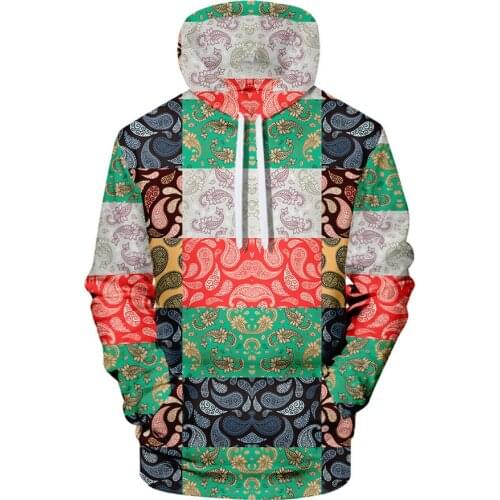 MenS Clothing Paisley Pattern Creative Digital Printing Pullover 3D Drawstring Hooded