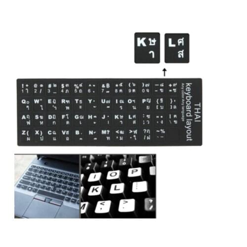 Thai Learning Keyboard Layout Sticker for Laptop / Desktop Computer Keyboard(Black)