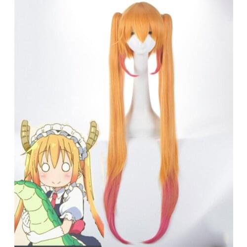 Anime Miss Kobayashis Dragon Maid Cosplay Wigs Tooru Cosplay Wig Double Ponytail Synthetic Wig Hair Halloween Party Women Wig