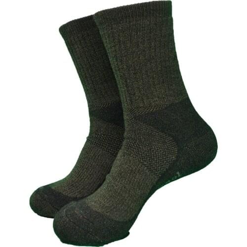 Army Green Color Whole Terry Thick 60% Merino Wool Heavy Outdoor Hike Socks Mens Socks Womens Socks ( 1 Pair)