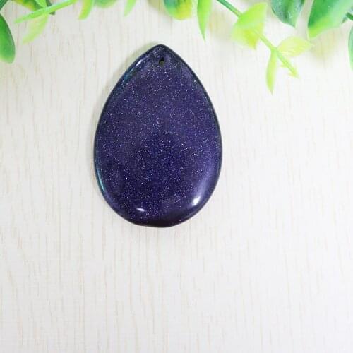 Free Shipping Natural Blue Sand Stone Crafts Flat Oval Warter Drop Teardrop Pendant For Jewelry Making Charm Accessories 1Pc