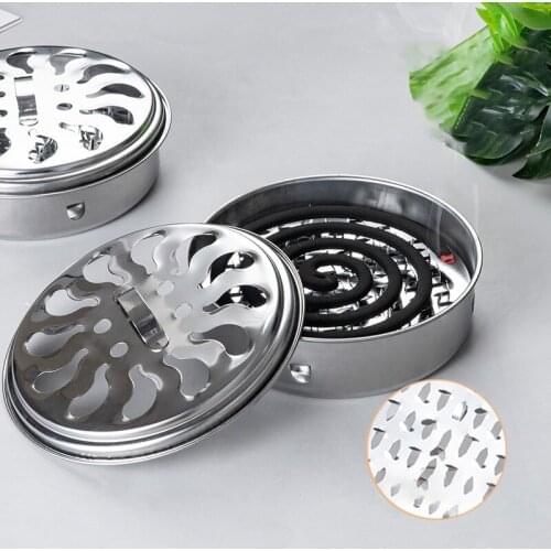 Mosquito Coil Holder Portable Mosquito Incense Burner with Lid Camping Garden Made of high quality metal material