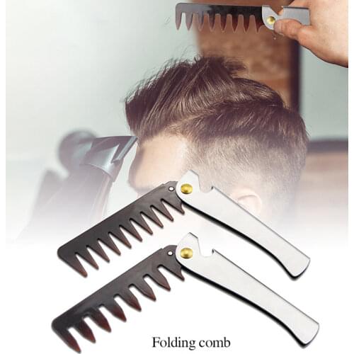 Stainless Steel Handle Folding Comb Barber DIY Styling Oil Comb Hairdressing Haircut Hair Comb, Kitchen Tools Bottle Openers
