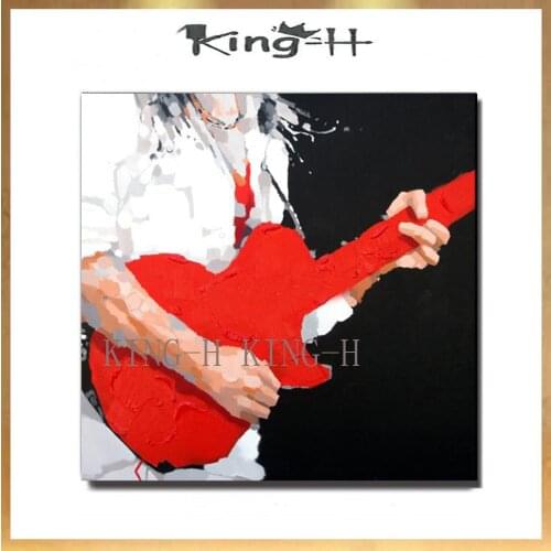 Hand-painted oil painting figure painting of the reality of modern music boy a lot of color to decorate children room hall no fr