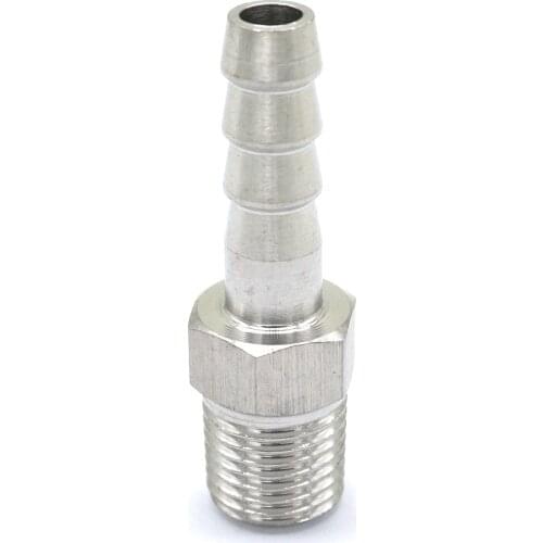 Hose Barb I/D 8mm x 1/4" BSPT Male Thread 304 Stainless steel coupler Splicer Connector fitting for Fuel Gas Water