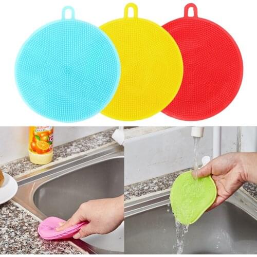 Silicone Scouring Pad Dish Bowl Cleaning Brush Hot Pot Wash Brushes Multifunction Kitchen Cleaner Washing Tool Randomly Color