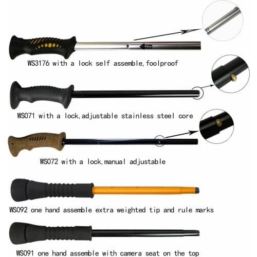 Fold-able Wading Staff Water Depth Safety Warning Coated Adjustable Stainless