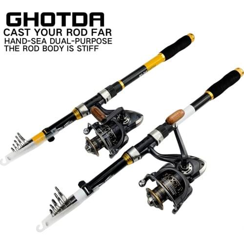 2.1-3.6m Telescopic Fishing Rod and 12+1BB Metal Spool Fishing Reel Wheel Spinning Fishing Rod Combo