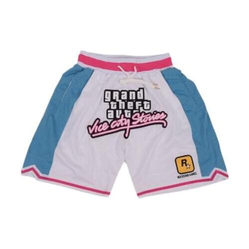 GTA VICE Shorts Embroidery Stitching Zip Pocket Outdoor Sport Sandbeach Shorts Four Pockets Street Basketball Shorts