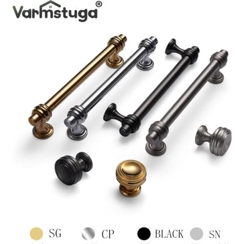VARMSTUGA American PVD Zinc Alloy Drawer Handles Dresser Knobs Kitchen Cabinet Handles gold handles