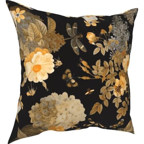 Vintage Roses Spring Flower Insect Pattern Pillowcase Printed Polyester Cushion Cover Decorations Chinese Pillow Case Cover Home