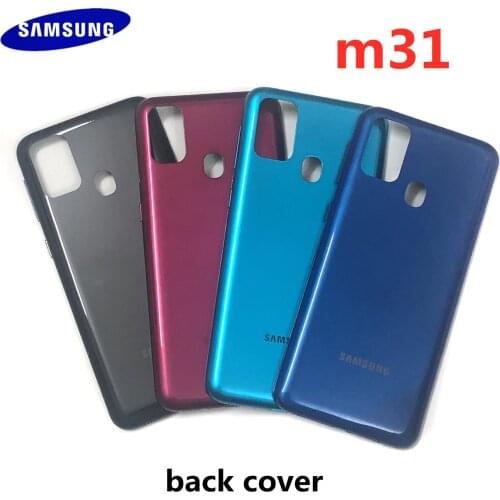 For Samsung Galaxy M31 M315 Battery Back Cover Rear Door Phone Housing Case + Side Buttons Panel Chassis Lid Replacement
