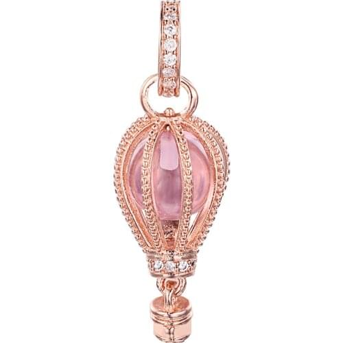 2021 Sparkling Pink Hot Air Balloon Dangle 100% 925 Sterling Silver Jewelry For Women Beads For Jewelry Fits Necklace Bracelets