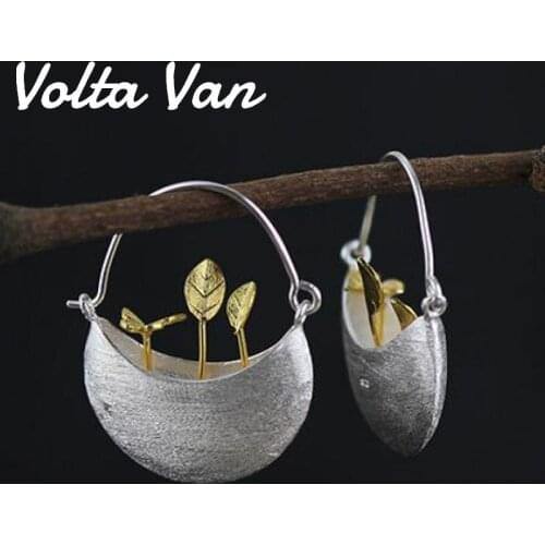 Volta Van Women Drop Earrings 925 Sterling Silver Pendientes Plata Fine Jewelry Butterfly Grass 2021 New Trendy Concise Earrings