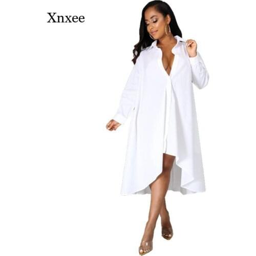 Spring and Autumn Womens Shirt Dress Casual Solid Color Loose Irregular Long Sleeve Top Womens Ladies Casual