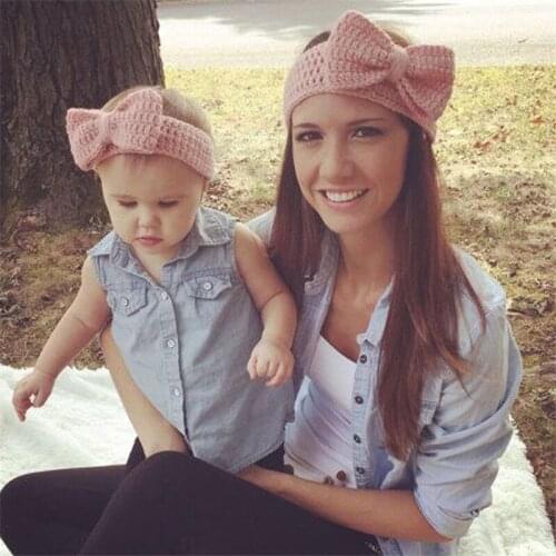 1 Set New Mom And Me Crochet Winter Headband Set Fashion Women Knit Headband Infant Crochet Headband Ear Warmer Headwear