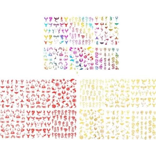 1Set/6Pcs Holographic Nail Art Stickers Adhesive Sliders DIY Nail Transfer Decals Foils Wraps Decorations