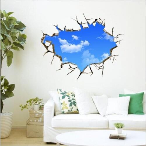 1PC 50*70cm 3D Stereo Blue Sky And White Wall Stickers For bedroom living room decoration home decoration wall stickers