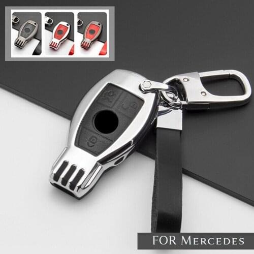 1 Pcs Zinc Alloy Leather 3 Buttons Car Remote key Case Cover Holder Skin Shell Protector For Mercedes Benz Stying Accessories