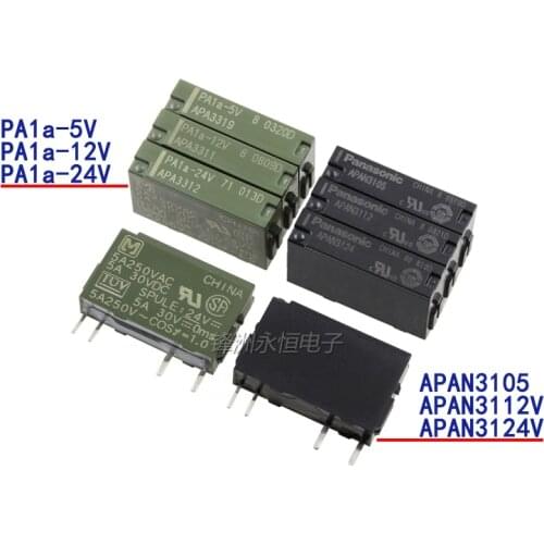 10PCS/lot relay PA1A-5V PA1A-12V PA1A-24V APA3319 APA3311 APA3312 4PIN 5A250VAC