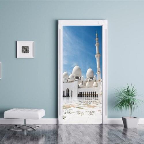 2pcs/set Creative Islamic patterns door Pvc Poster decal Window vinyl sticker Allah self-adhesive wallpaper Home Decoration