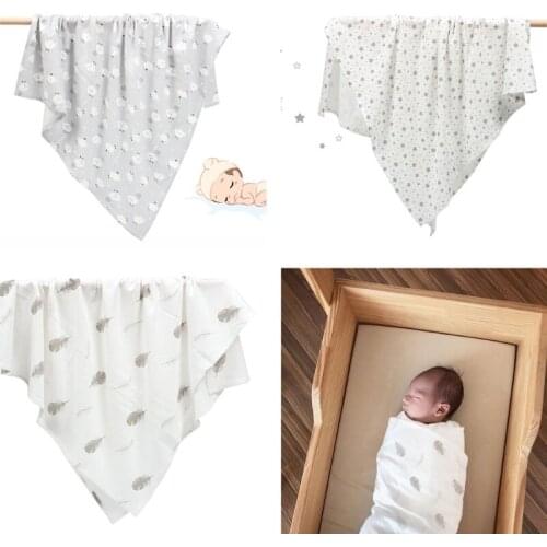2pcs Newborn Infant Baby Boys Girls Swaddle Receiving Blanket Swaddle Muslin Wrap Hat Set Bedding Cartoon Sleeping Bag D0AF