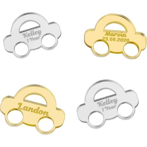 20PCS Personalized Name Tags Baby Car Acrylic Invitation Cards Chocolate Tag Logo Party Baby Shower Guest Wedding Decor