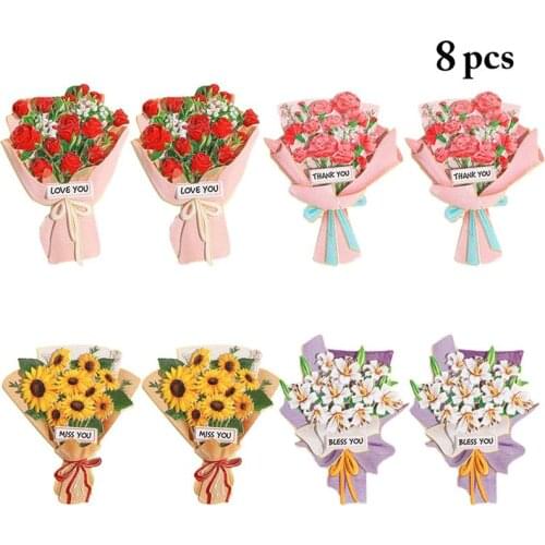 8 Pcs/Set Colorful Flower Fridge Magnets Sticker Resin Refrigerator Stickers Decorative For Kitchen Refrigerator Accessories