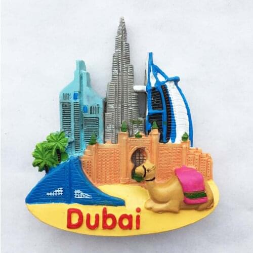 Burj Khalifa Sailing Hotel Atlantis Stereoscopic Scenic Tourist Souvenir Fridge Magnet